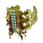BRACELETE DOURADO C/ MIÇANGAS MARROM - Imagem 2