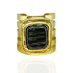 BRACELETE GOLDEN C/ PEDRA PRETA