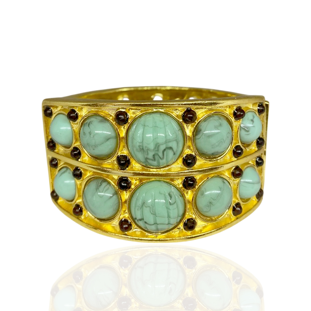 BRACELETE DOURADO C/ TURQUESA - Imagem 1
