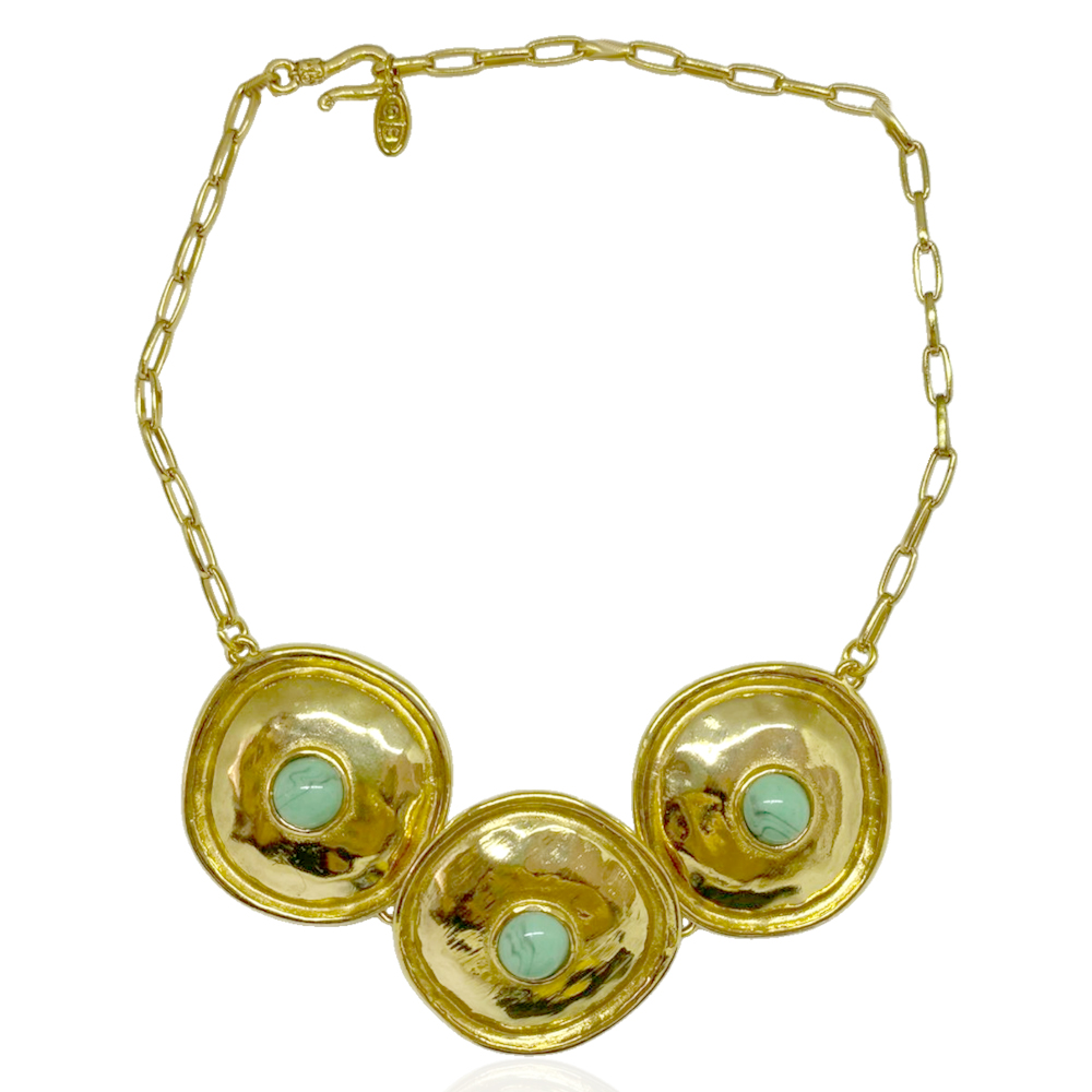 CHOKER DOURADA C/ PEDRAS TURQUESA - Imagem 3