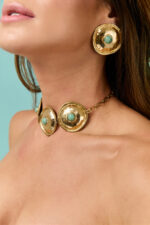 CHOKER DOURADA C/ PEDRAS TURQUESA - Imagem 2
