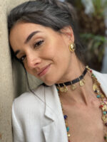 CHOKER FITA PRETA C/ MEDALHAS - Imagem 3