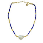 CHOKER AZUL C/ PÉROLA BARROCA