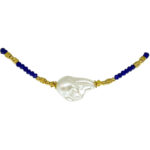 CHOKER AZUL C/ PÉROLA BARROCA - Imagem 3