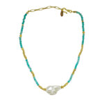 CHOKER TURQUESA C/ PÉROLA BARROCA