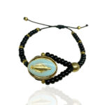 PULSEIRA PRETA C/ MEDALHA AZUL