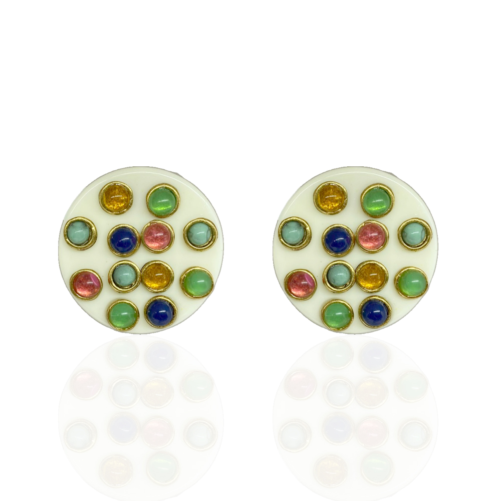 BRINCO WHITE C/ PEDRAS COLORIDAS - Imagem 1