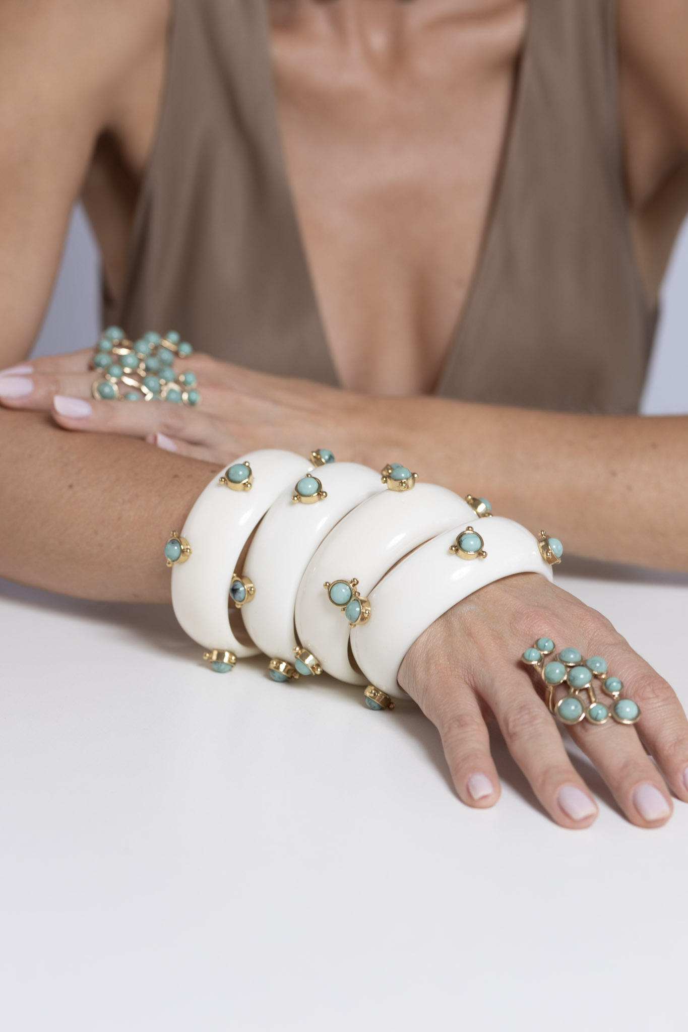 BRACELETE WHITE C/ TURQUESA - Imagem 2