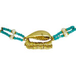 CHOKER BÚZIO E BOLINHAS TURQUESAS