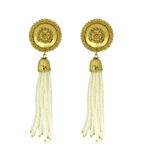 BRINCO DOURADO C/ TASSEL PÉROLA