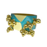 BRACELETE TURQUESA C/ BOLAS DOURADAS