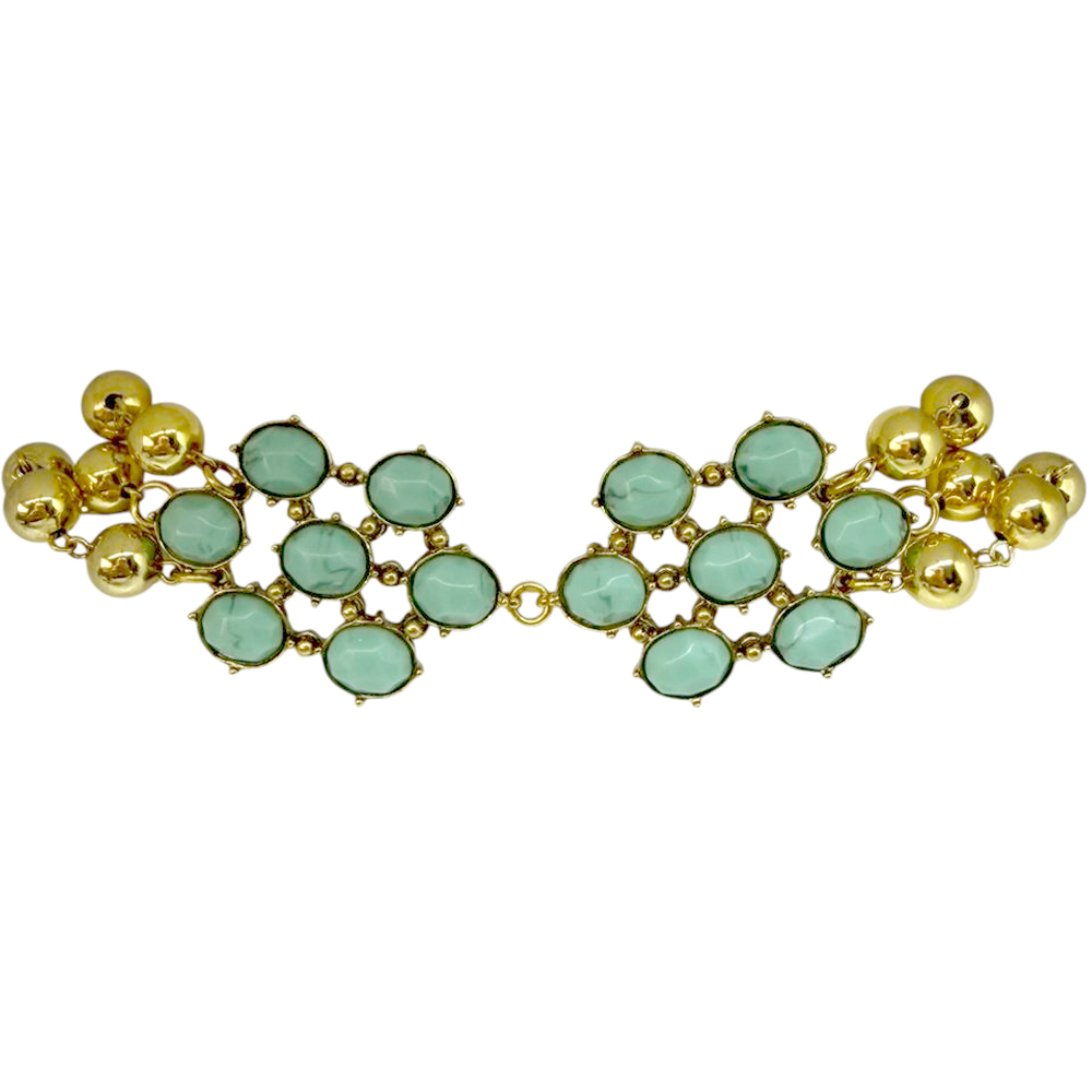CHOKER TURQUESA C/ BOLAS DOURADAS - Imagem 1