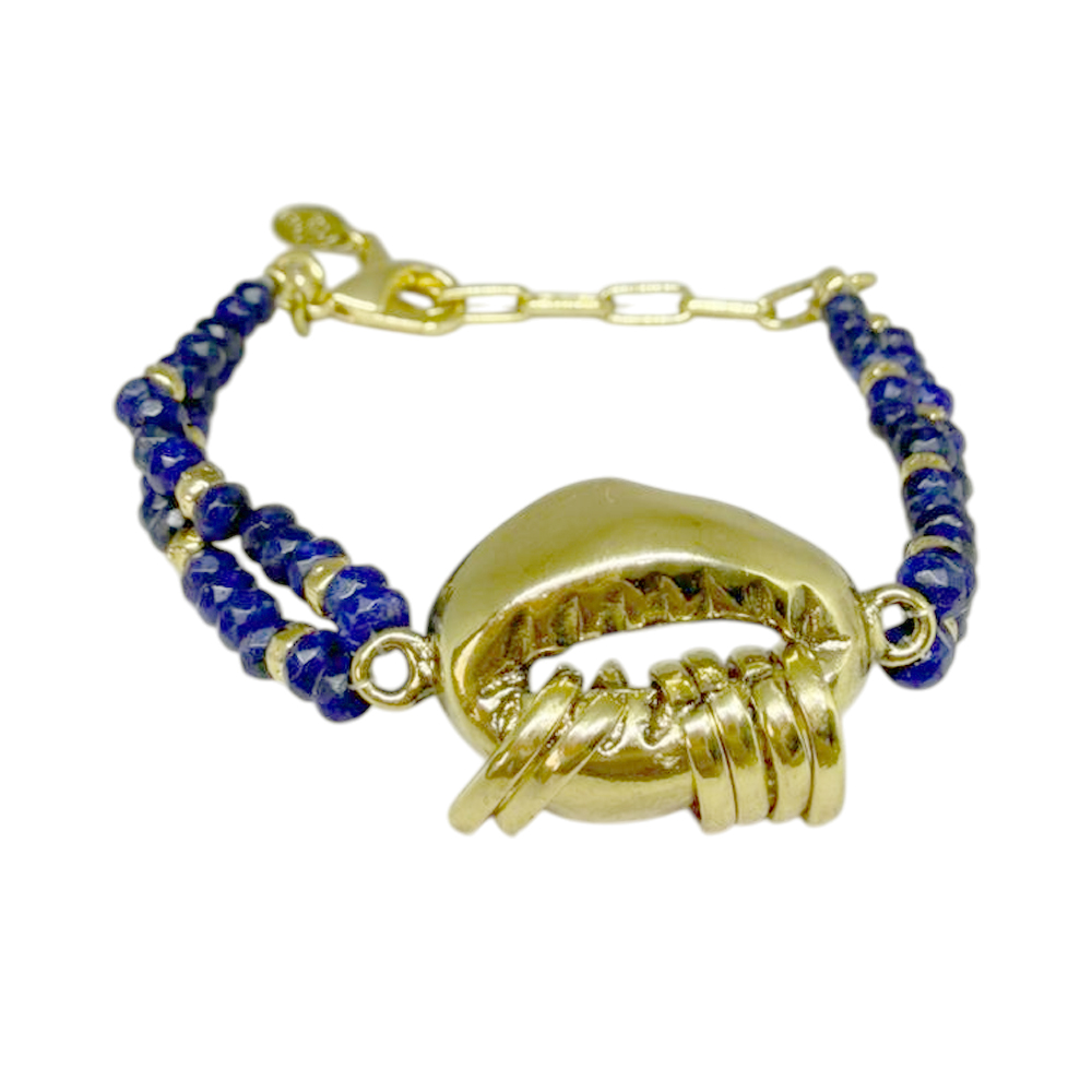 PULSEIRA BÚZIO BOLINHAS AZUIS - Imagem 1