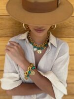 PULSEIRA TURQUESA C/ DOURADO - Imagem 2