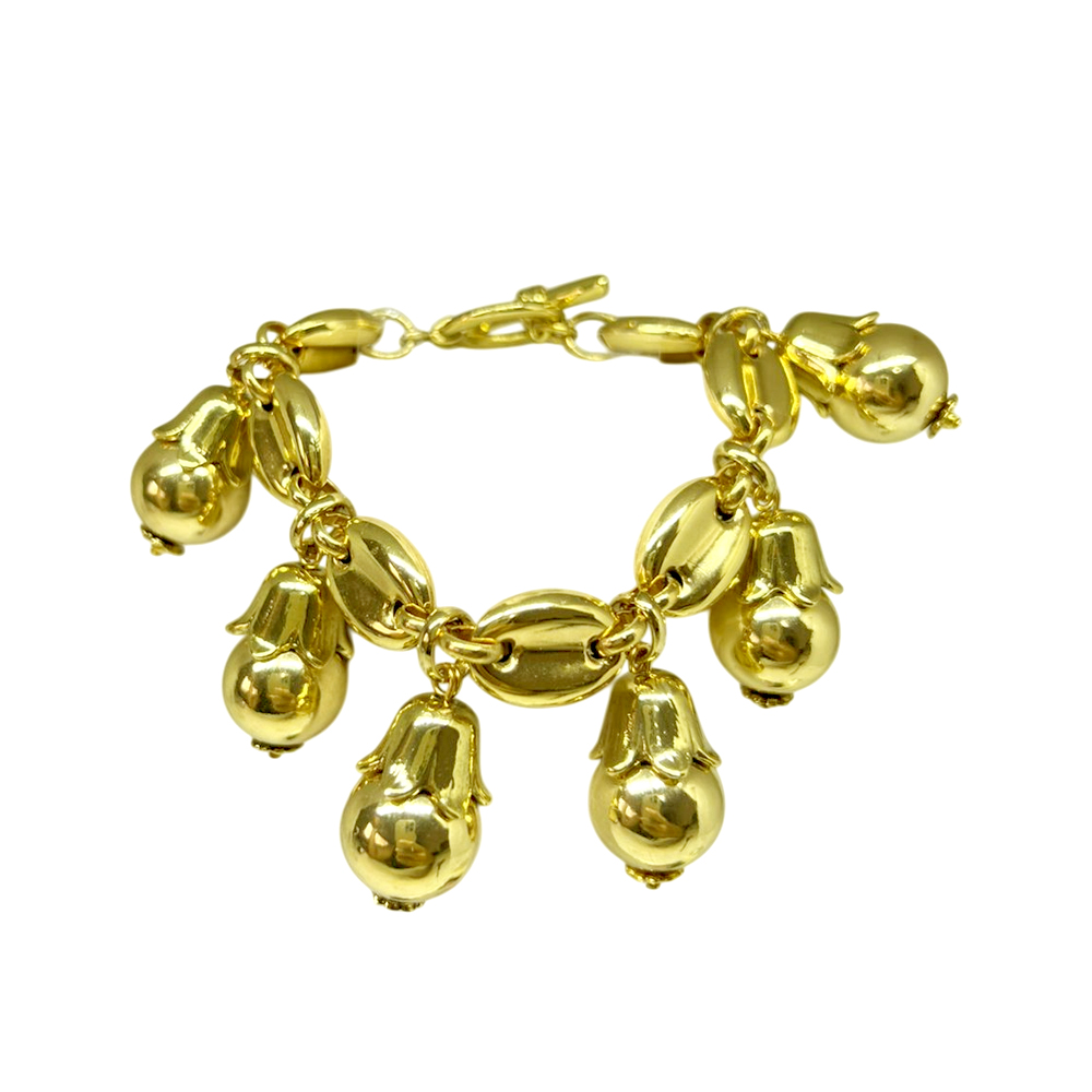 PULSEIRA DOURADA C/ TULIPAS - Imagem 1