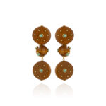 BRINCO BOTOM MADEIRA CRAVEJADA TURQUESA