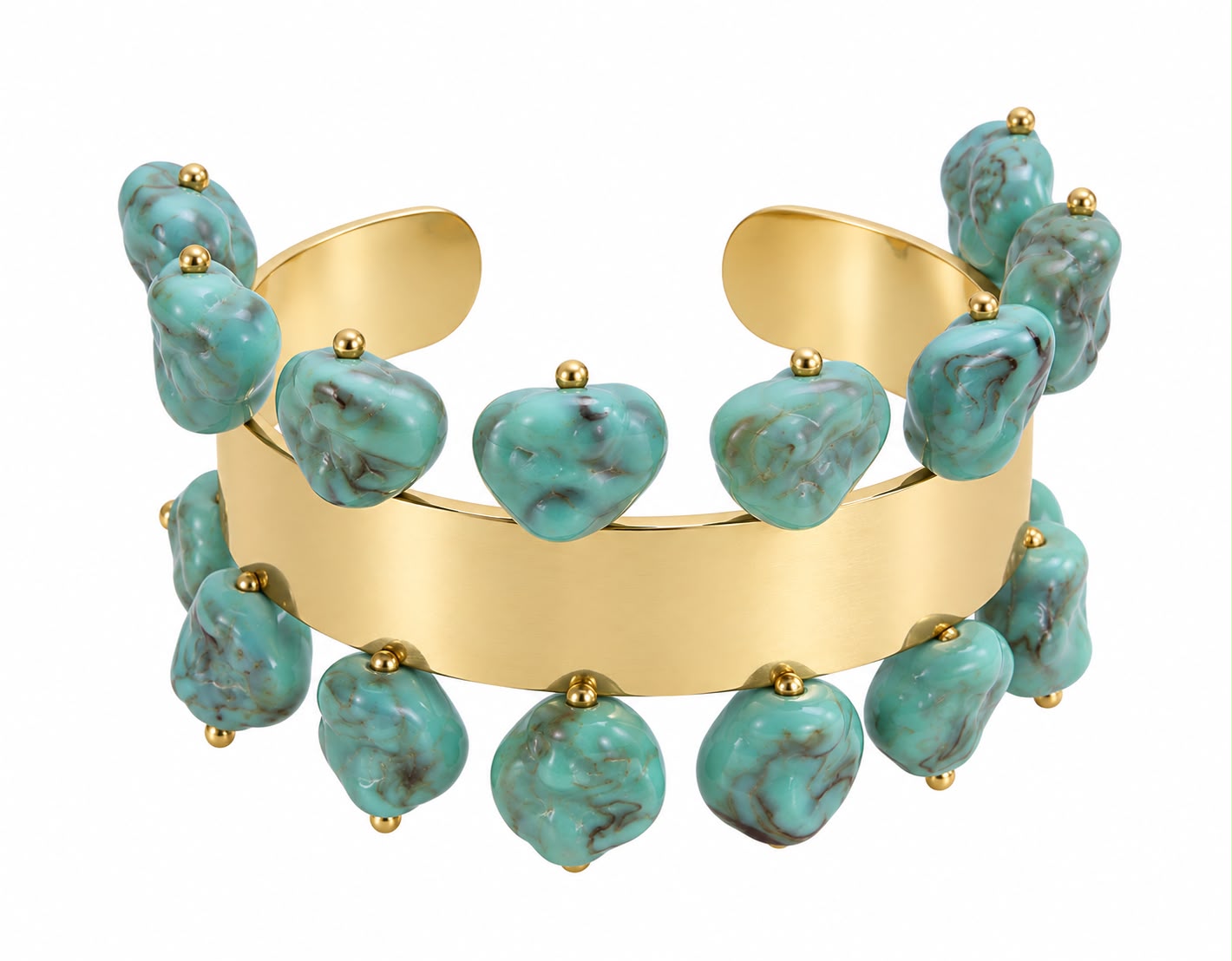 BRACELETE PALITOS COM CASCALHO TURQUESA - Imagem 1